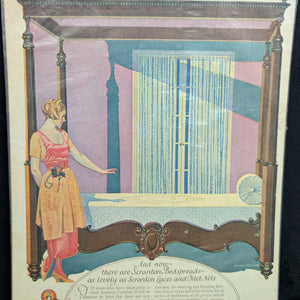 Scranton Bedspreads Color Advertisement by Coles Phillips (Art Deco Illustration), Circa 1925 🎨🛌🇺🇸