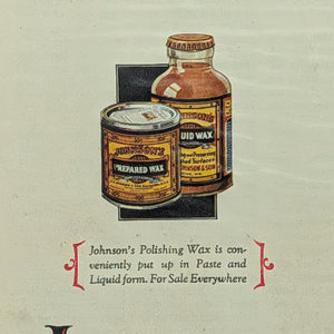 Johnson’s Polishing Wax Advertisement (Electric Floor Polisher Rental), The Saturday Evening Post, November 12, 1927 🇺🇸✨🏡