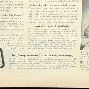 ScotTissue Wartime Advertisement (Tissue Emergency Mask for Infants), LIFE Magazine, March 20, 1944 🇺🇸👶😷