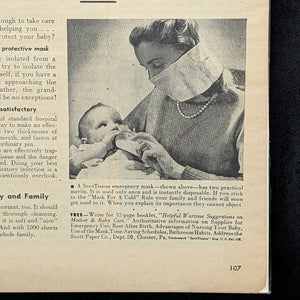 ScotTissue Wartime Advertisement (Tissue Emergency Mask for Infants), LIFE Magazine, March 20, 1944 🇺🇸👶😷