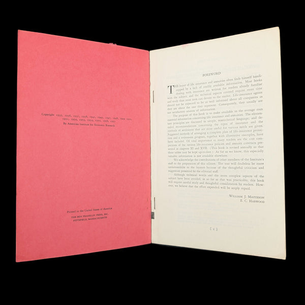 Life Insurance And Annuities From The Buyer’s Point Of View by William J. Matteson and E. C. Harwood, 1957 🇺🇸💰📜