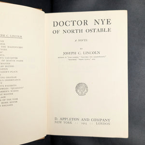 Doctor Nye of North Ostable, by Joseph C. Lincoln, (RARE, First Edition), 1923 📜🩺🌊
