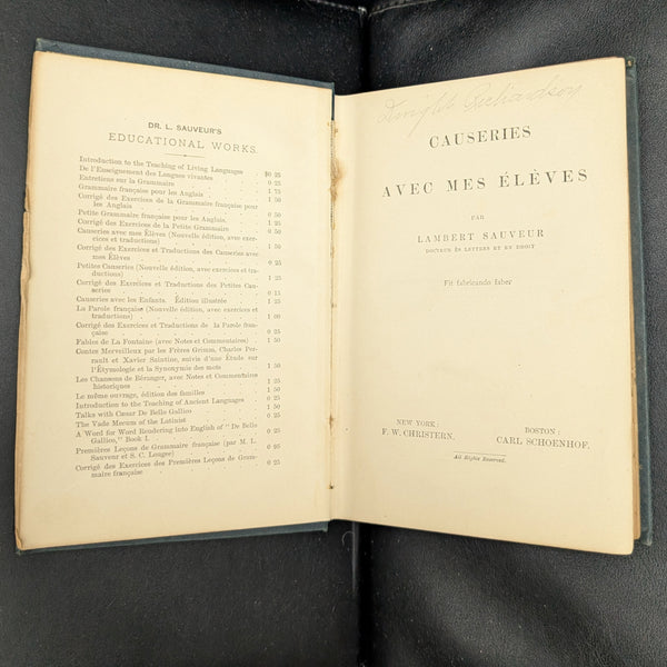 Causeries avec mes élèves by Lambert Sauveur (Antique Edition with School Stamp), 1891 🇫🇷📚🏫