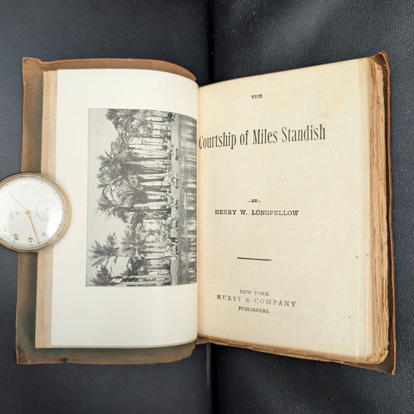 El cortejo de Miles Standish, de Henry W. Longfellow (encuadernación decorativa rara), c. finales del siglo XIX 📜