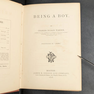 Being a Boy by Charles Dudley Warner (First Edition), 1878 📜🎨🇺🇸