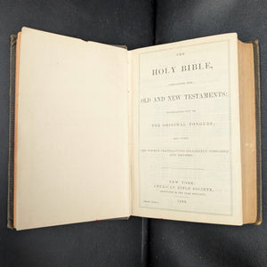 The Holy Bible, by American Bible Society, (RARE, Massachusetts Bible Society Provenance), 1886 📖📜🙏
