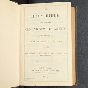 The Holy Bible, by American Bible Society, (RARE, Massachusetts Bible Society Provenance), 1886 📖📜🙏