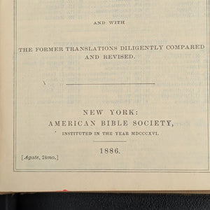 The Holy Bible, by American Bible Society, (RARE, Massachusetts Bible Society Provenance), 1886 📖📜🙏