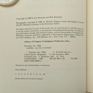 Audibles: My Life in Football by Joe Montana (First Edition), 1986 🏈📜🏆