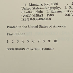 Audibles: My Life in Football by Joe Montana (First Edition), 1986 🏈📜🏆