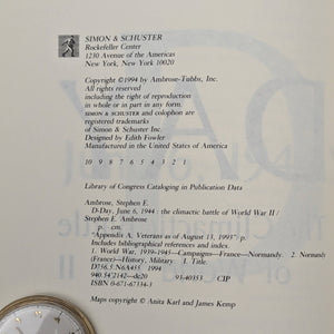 D-Day, June 6, 1944, by Stephen E. Ambrose, (First Edition), 1994 📜🇺🇸⚔️