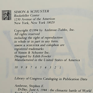 D-Day, June 6, 1944, by Stephen E. Ambrose, (First Edition), 1994 📜🇺🇸⚔️