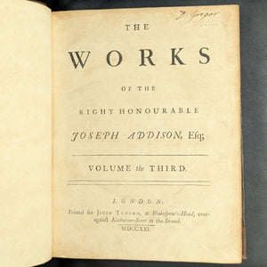 Obras del Muy Honorable Joseph Addison, Esq. | Londres, 1721