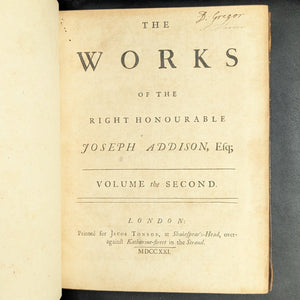 Obras del Muy Honorable Joseph Addison, Esq. | Londres, 1721