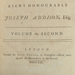 Obras del Muy Honorable Joseph Addison, Esq. | Londres, 1721