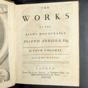 Obras del Muy Honorable Joseph Addison, Esq. | Londres, 1721
