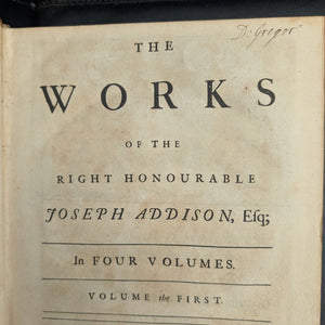 Obras del Muy Honorable Joseph Addison, Esq. | Londres, 1721
