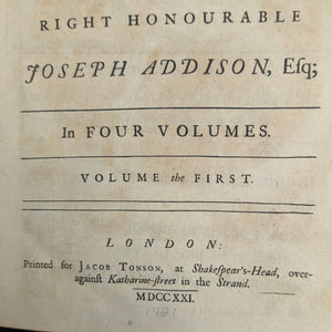 Obras del Muy Honorable Joseph Addison, Esq. | Londres, 1721