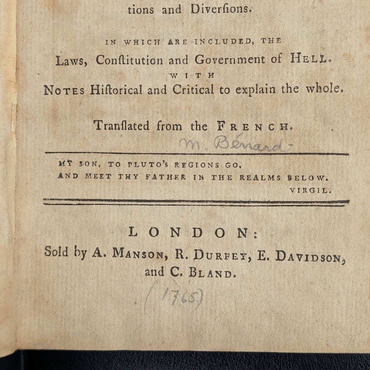 The Praise of Hell: Or, a View of the Infernal Regions (Extremely Rare, First English Edition), 1765 🔥👹📜