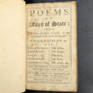 Poems on Affairs of State by Andrew Marvell, et al. (Extremely Rare First Edition), 1697 📜🇬🇧👑