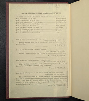 Housekeeping In Old Virginia (1965 Reprint of 1879 Classic) - Post-Civil War Southern Cookbook 📜🍽️🇺🇸
