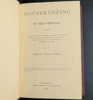Housekeeping In Old Virginia (1965 Reprint of 1879 Classic) - Post-Civil War Southern Cookbook 📜🍽️🇺🇸