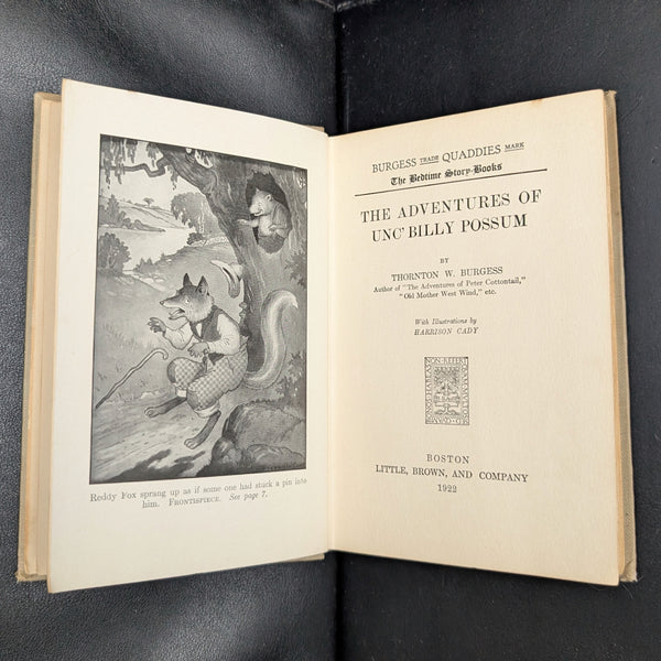 The Adventures of Unc' Billy Possum by Thornton W. Burgess (1922 Bedtime Story-Book Reprint) - Early Gift Inscription 🐾🦉📜