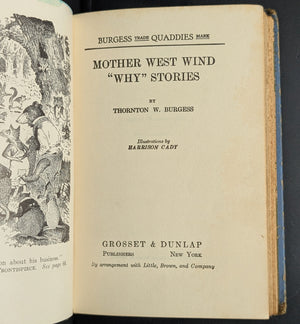 Mother West Wind “Why” Stories by Thornton W. Burgess (1915 Grosset & Dunlap Reprint) - Harrison Cady Illustrated 🦉🐇📜