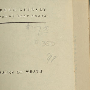The Grapes Of Wrath by John Steinbeck (Modern Library Reprint) - Unique Boston & Indianapolis Provenance 🍇📚🇺🇸