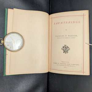 Saunterings by Charles Dudley Warner (1875 James R. Osgood Printing) - Victorian Green Decorative Binding 🌿📜🏛️
