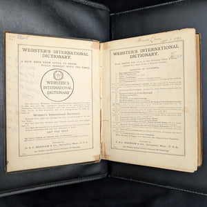 Webster's International Dictionary (1890s Printing) - Unique 19th-Century Anti-Theft Rhyme 📜🖋️🇺🇸
