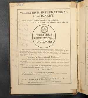 Webster's International Dictionary (1890s Printing) - Unique 19th-Century Anti-Theft Rhyme 📜🖋️🇺🇸