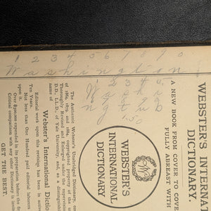 Webster's International Dictionary (1890s Printing) - Unique 19th-Century Anti-Theft Rhyme 📜🖋️🇺🇸