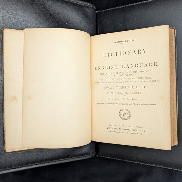 Webster's International Dictionary (1890s Printing) - Unique 19th-Century Anti-Theft Rhyme 📜🖋️🇺🇸