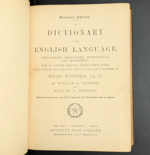 Webster's International Dictionary (1890s Printing) - Unique 19th-Century Anti-Theft Rhyme 📜🖋️🇺🇸