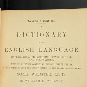 Webster's International Dictionary (1890s Printing) - Unique 19th-Century Anti-Theft Rhyme 📜🖋️🇺🇸