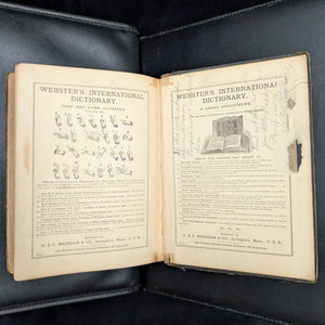 Webster's International Dictionary (1890s Printing) - Unique 19th-Century Anti-Theft Rhyme 📜🖋️🇺🇸