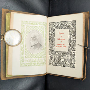 Longfellow's Poems (Art Nouveau Suede Half-Binding with Gilt Inlay), Circa 1910 ✍️🇺🇸⚜️