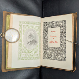 Longfellow's Poems (Art Nouveau Suede Half-Binding with Gilt Inlay), Circa 1910 ✍️🇺🇸⚜️