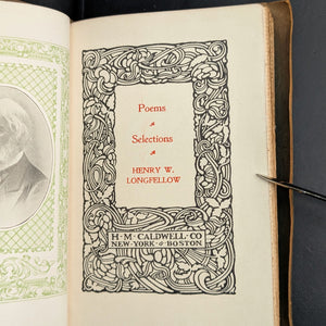 Longfellow's Poems (Art Nouveau Suede Half-Binding with Gilt Inlay), Circa 1910 ✍️🇺🇸⚜️