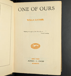 One Of Ours by Willa Cather (SEVENTH PRINTING), 1923 📚🧡🏆