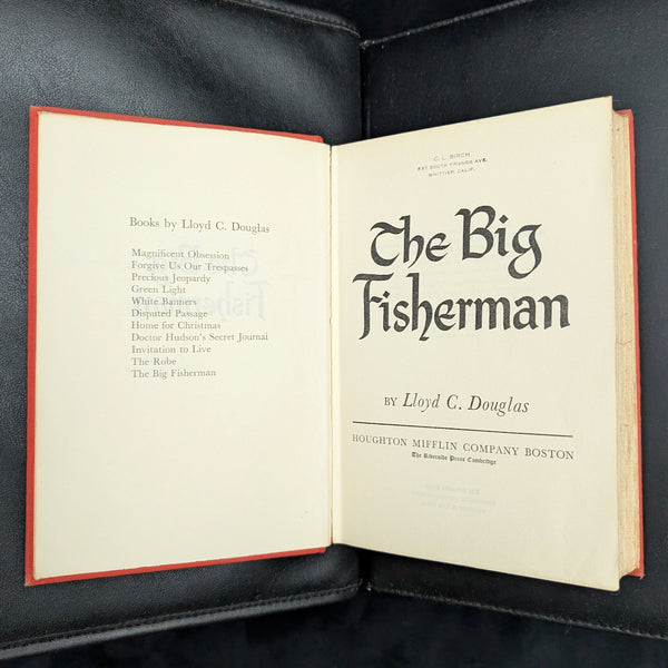 The Big Fisherman by Lloyd C. Douglas (FIFTH PRINTING), 1948 🎣📜✝️