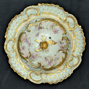 Antique Limoges Covered Butter Dish – A. Lanternier & Co. Mark, Hand-Painted Floral & Gilt (France), c. 1895 🇫🇷👑✨