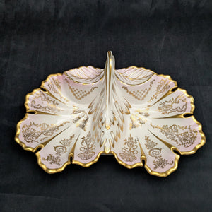 KPM Berlin Porcelain Serving Dish – Hand-Painted Pink Roses, Scalloped Leaf Form (Germany), c. 1960 🍽️🌸👑