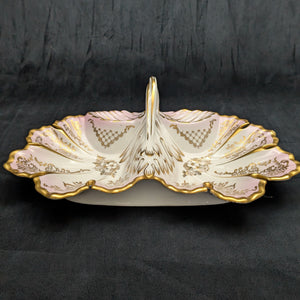 KPM Berlin Porcelain Serving Dish – Hand-Painted Pink Roses, Scalloped Leaf Form (Germany), c. 1960 🍽️🌸👑