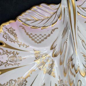 KPM Berlin Porcelain Serving Dish – Hand-Painted Pink Roses, Scalloped Leaf Form (Germany), c. 1960 🍽️🌸👑