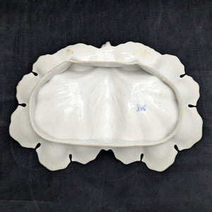 KPM Berlin Porcelain Serving Dish – Hand-Painted Pink Roses, Scalloped Leaf Form (Germany), c. 1960 🍽️🌸👑