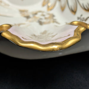 KPM Berlin Porcelain Serving Dish – Hand-Painted Pink Roses, Scalloped Leaf Form (Germany), c. 1960 🍽️🌸👑