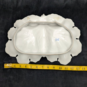 KPM Berlin Porcelain Serving Dish – Hand-Painted Pink Roses, Scalloped Leaf Form (Germany), c. 1960 🍽️🌸👑