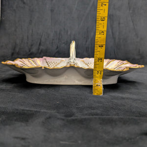 KPM Berlin Porcelain Serving Dish – Hand-Painted Pink Roses, Scalloped Leaf Form (Germany), c. 1960 🍽️🌸👑